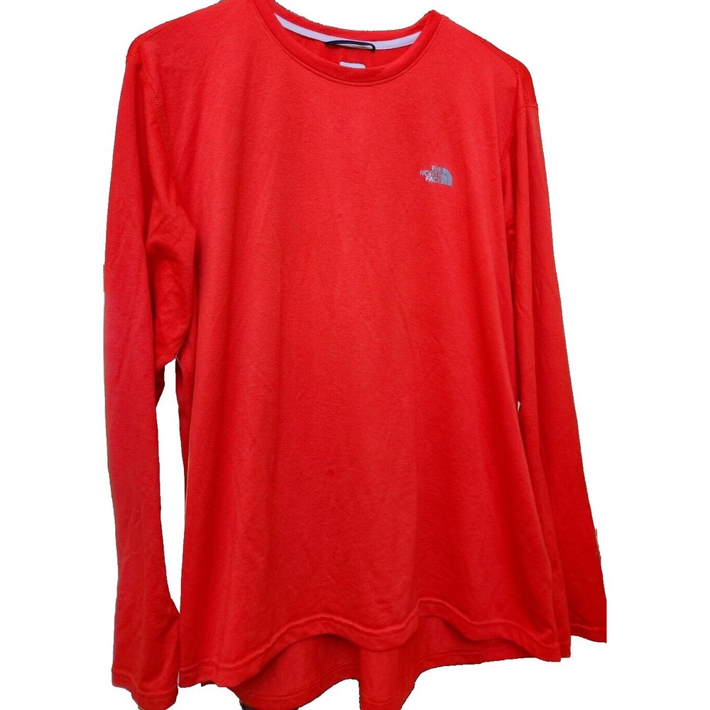 The North Face Poly Long Sleeve Shirt Red/Orange XL Athletic Workout Sports